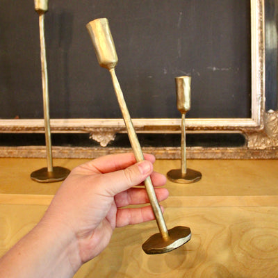 Luna Forged Candlestick Holders (Gold)