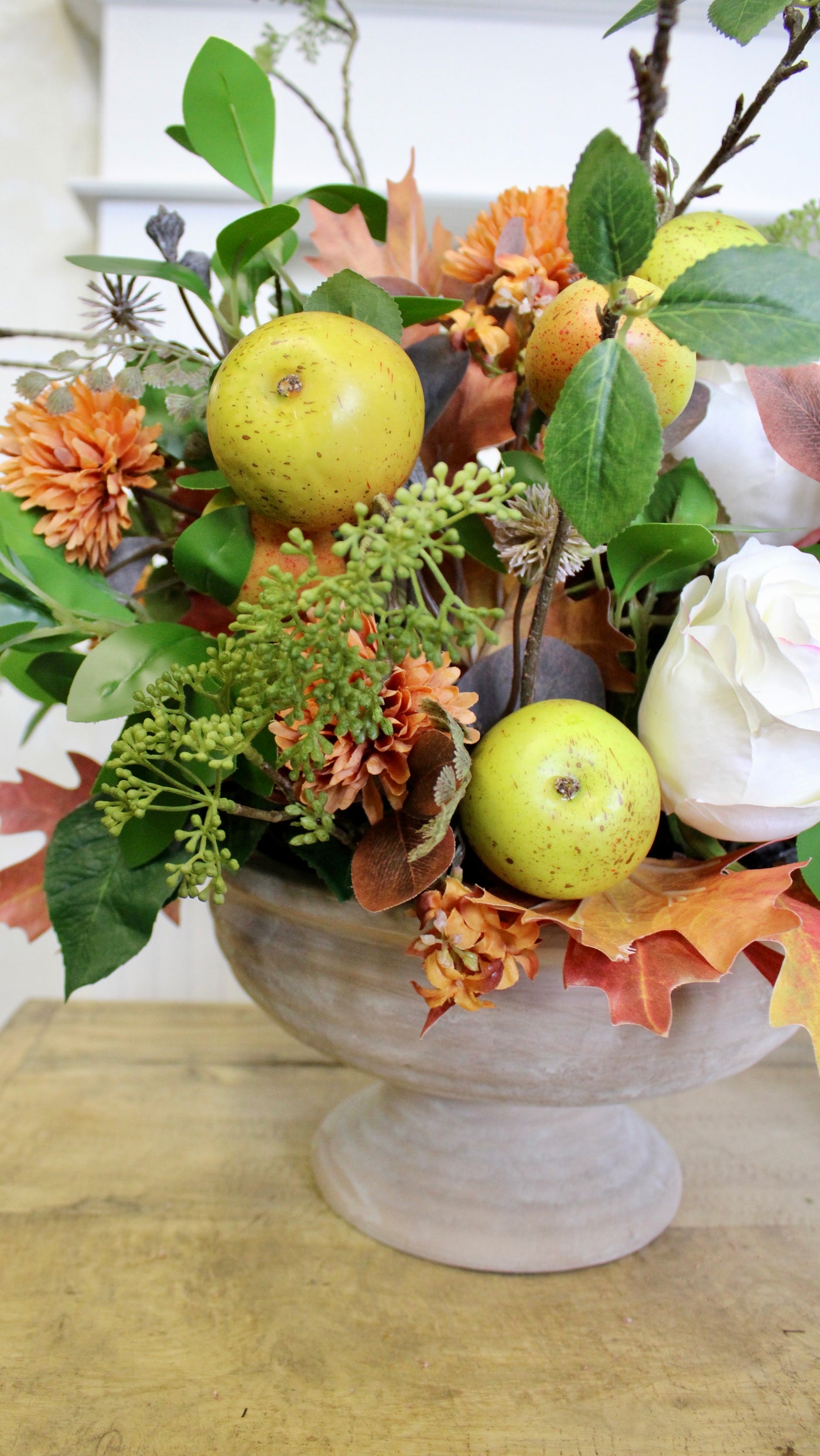 Rose Apple & Pompom Dahlia Mixed Fall Arrangement