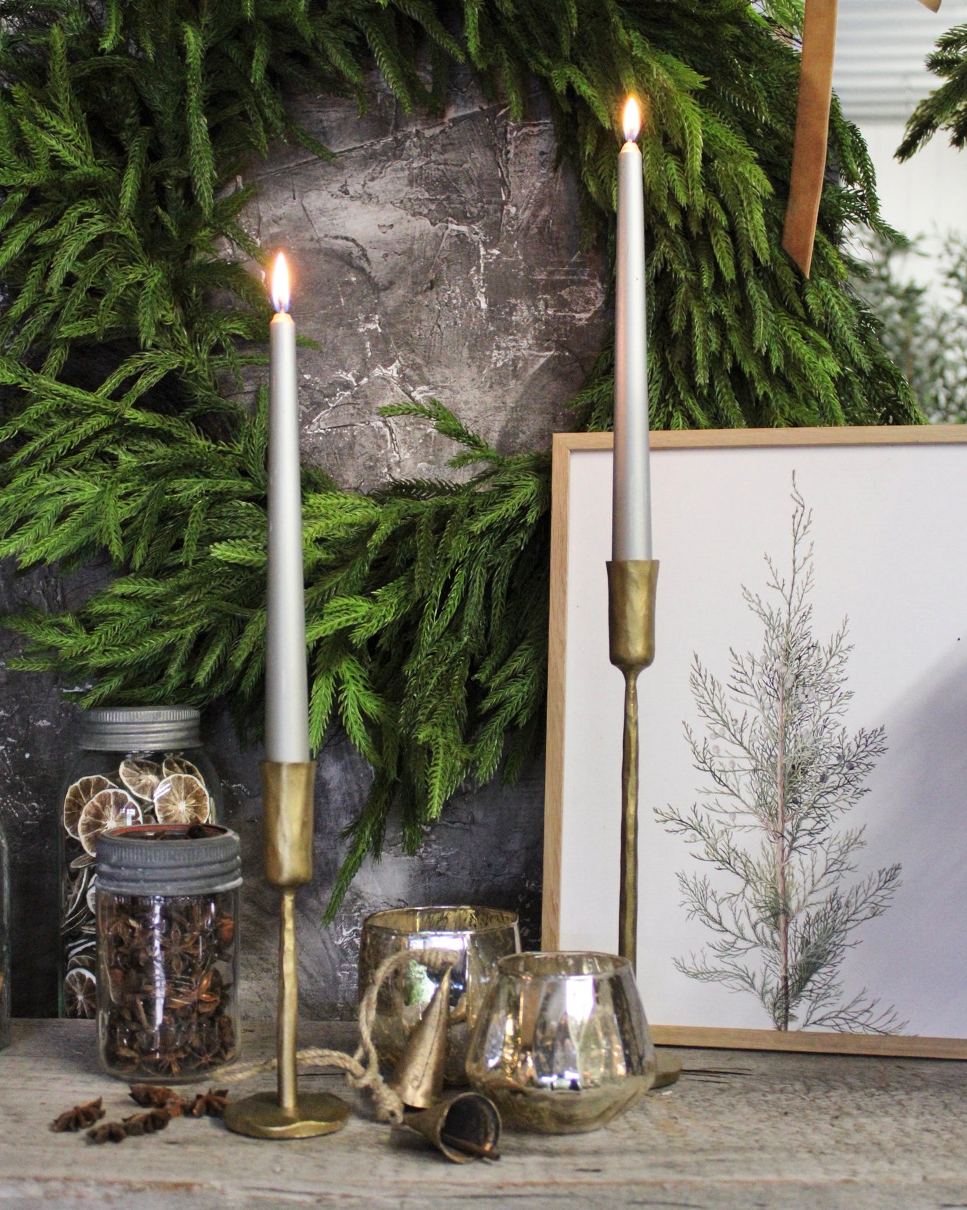 10” Silver Metallic Taper Candle