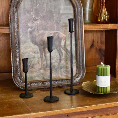 Luna Forged Candlestick Holders (Black)