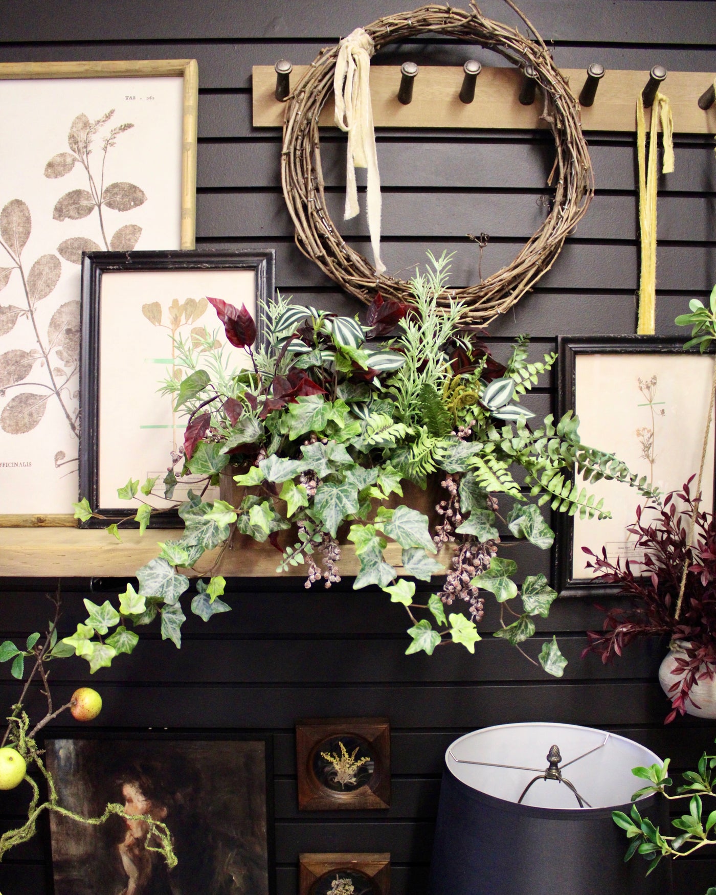 Green & Burgundy Mixed Foliage Centrepiece