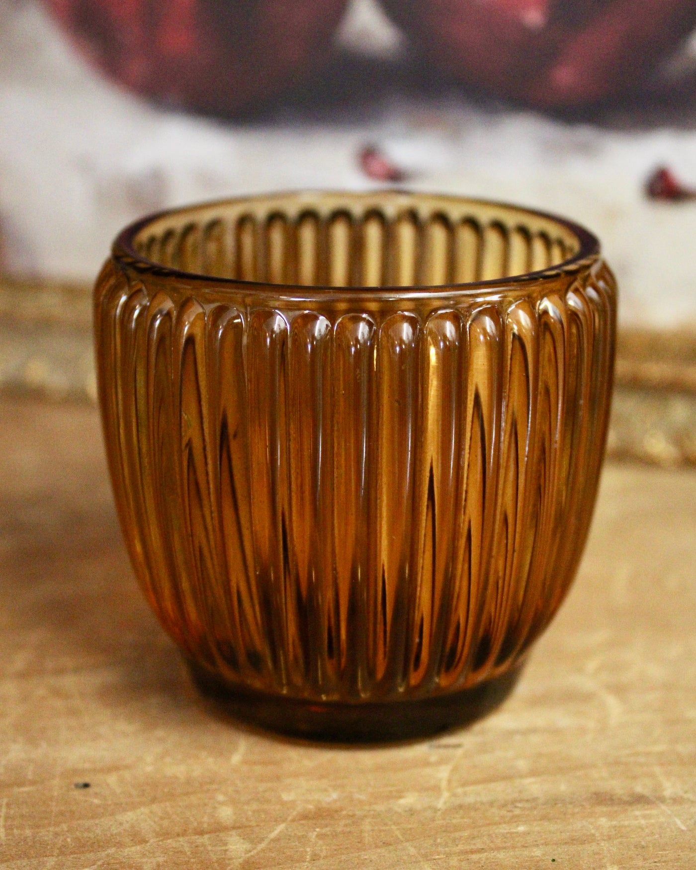 Amber Glass Votive Candle Holder