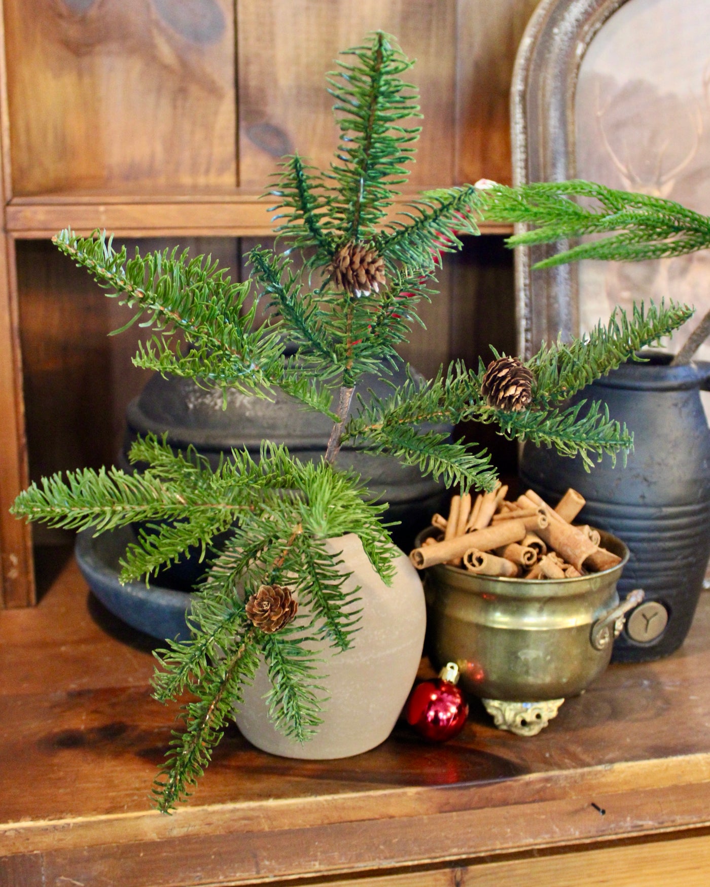 18” Fresh Touch Balsam Fir Spray w/ Pine Cones