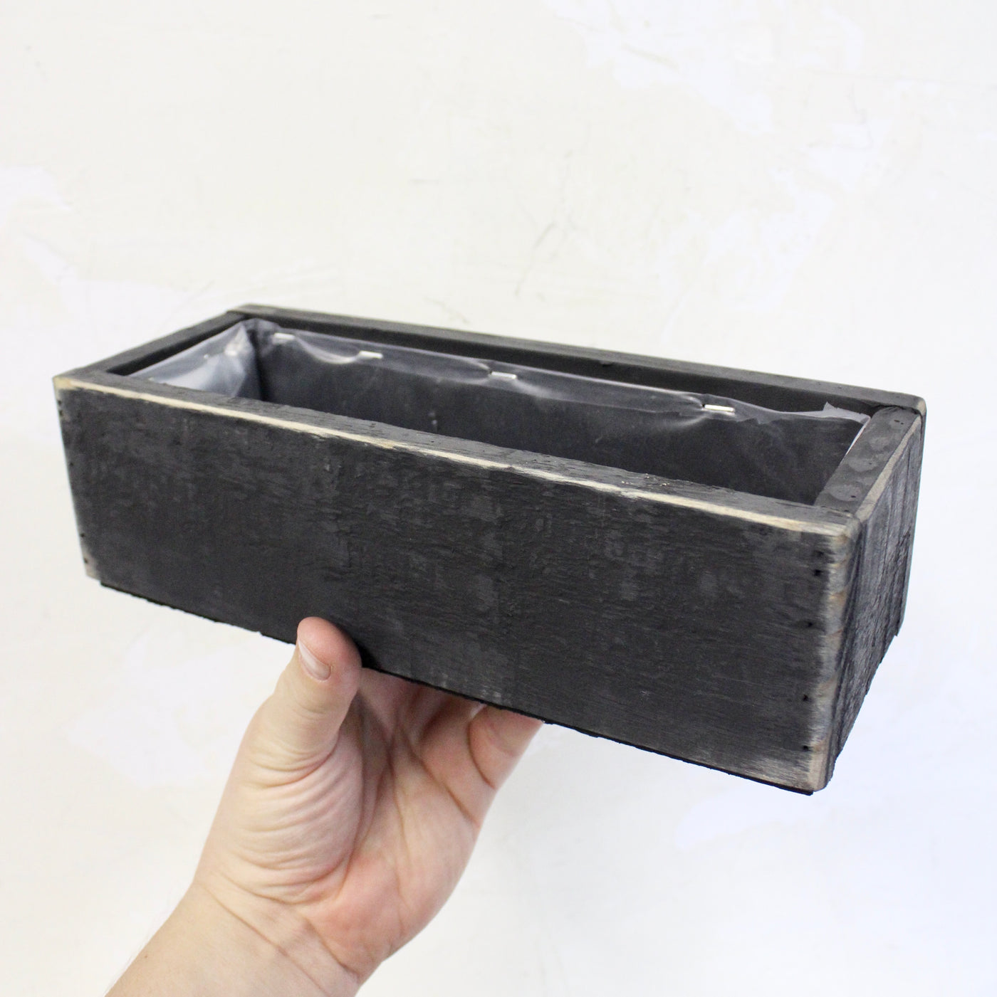 Black Rectangular Wooden Pot