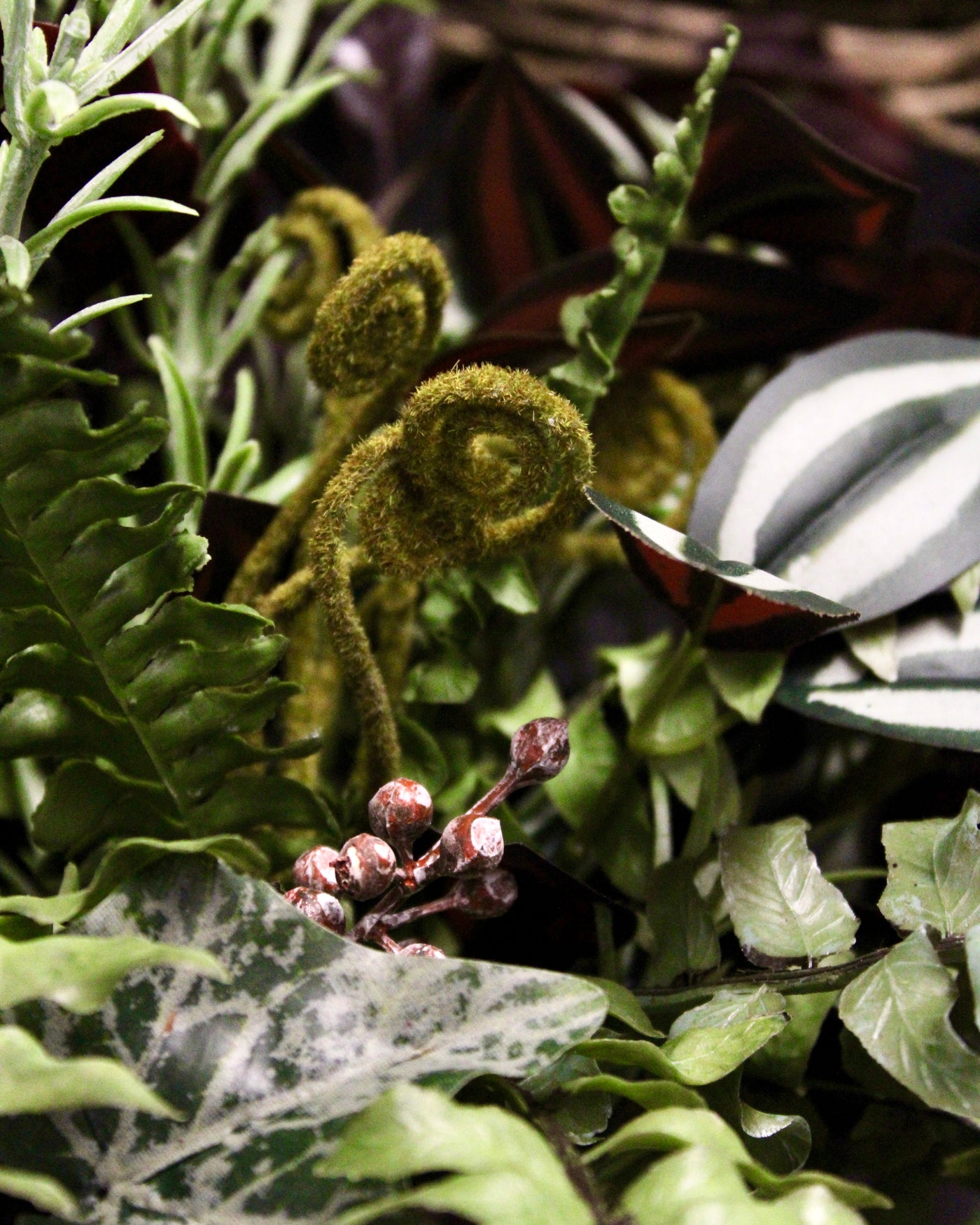 Green & Burgundy Mixed Foliage Centrepiece