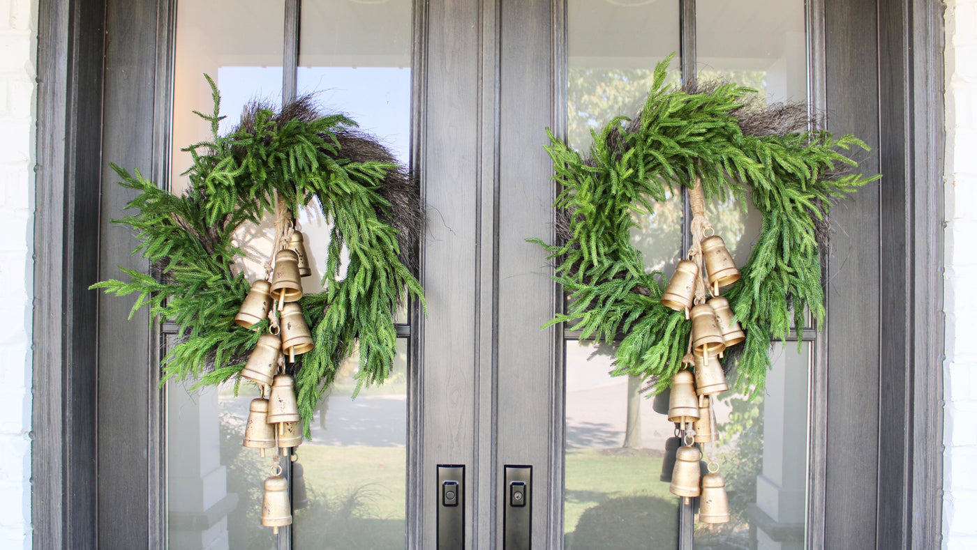 24" Norfolk Pine Wreath with Twig Backing (Real Touch)