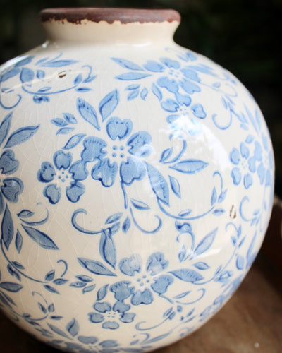 Glazed Terracotta Transferware Vase