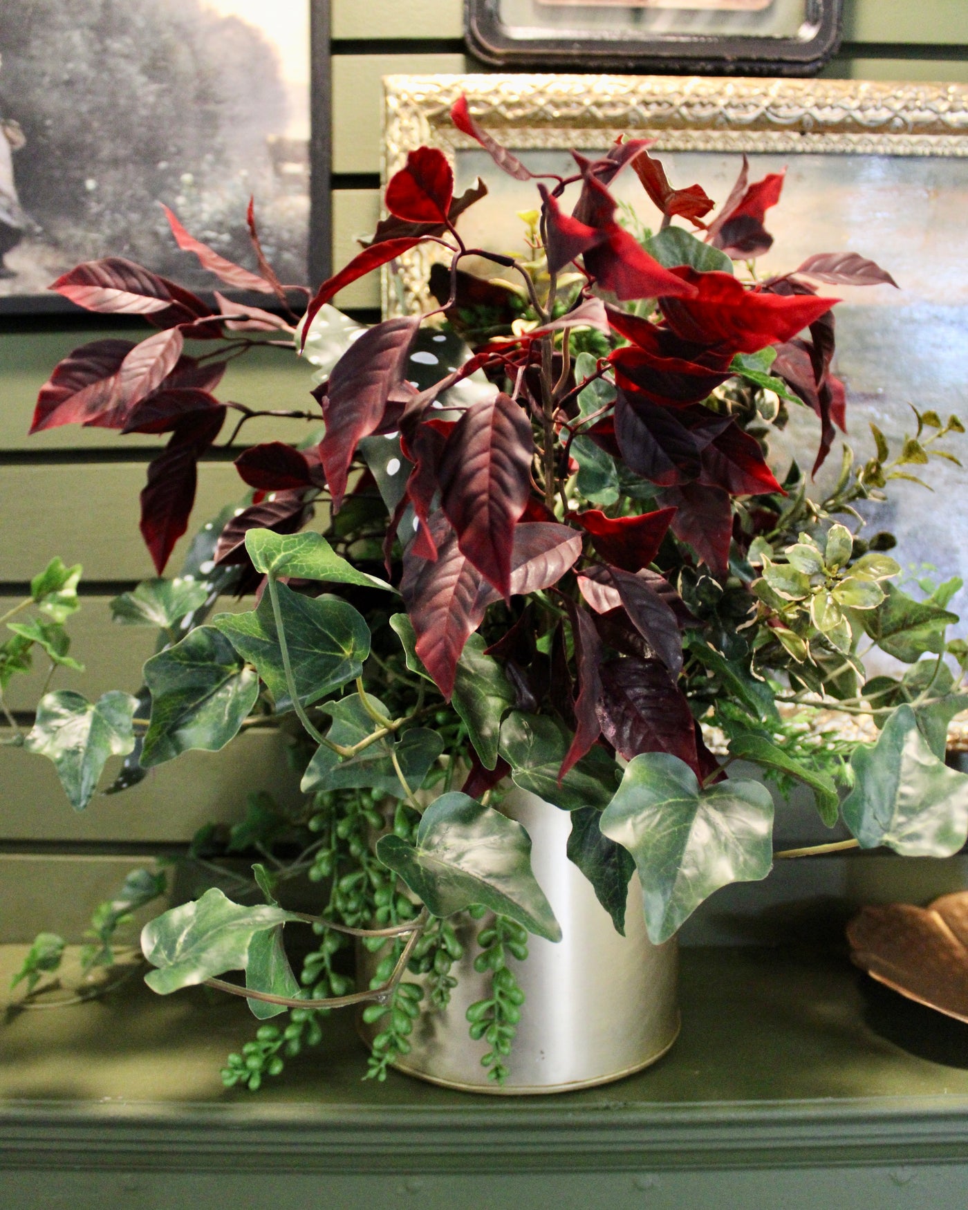 Burgundy Mixed Plant Arrangement