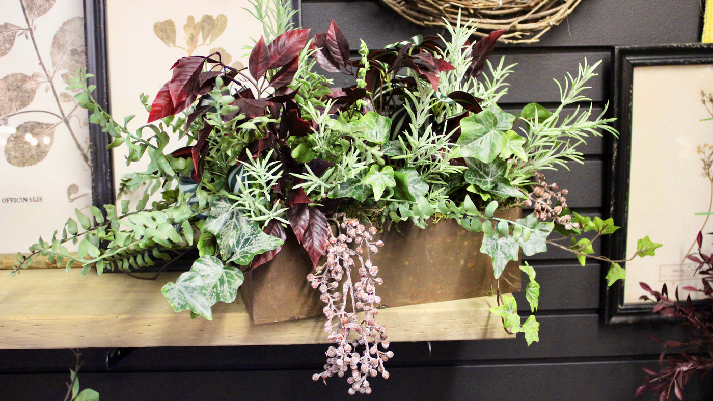 Green & Burgundy Mixed Foliage Centrepiece