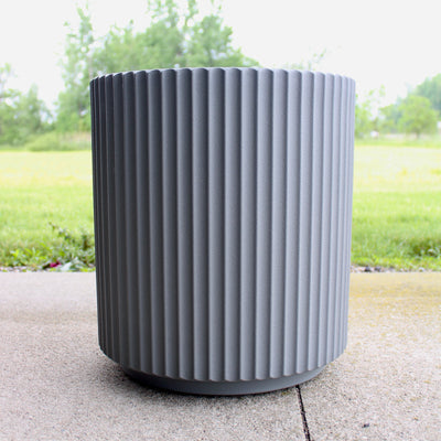 Large Grey Fluted Planter