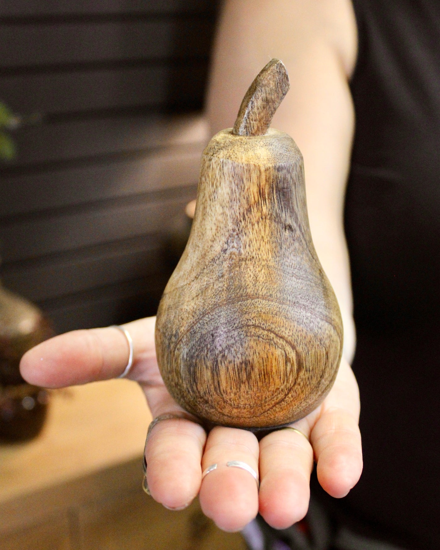 Carved Natural Mango Wood Pear