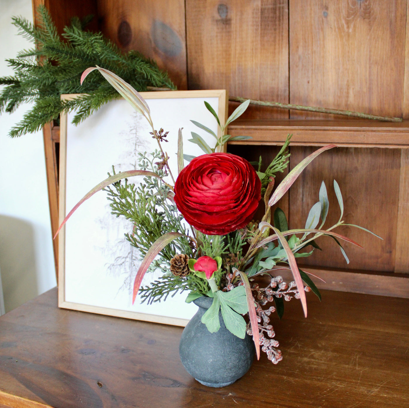 Ranunculus & Cedar “Drop-In” Bouquet