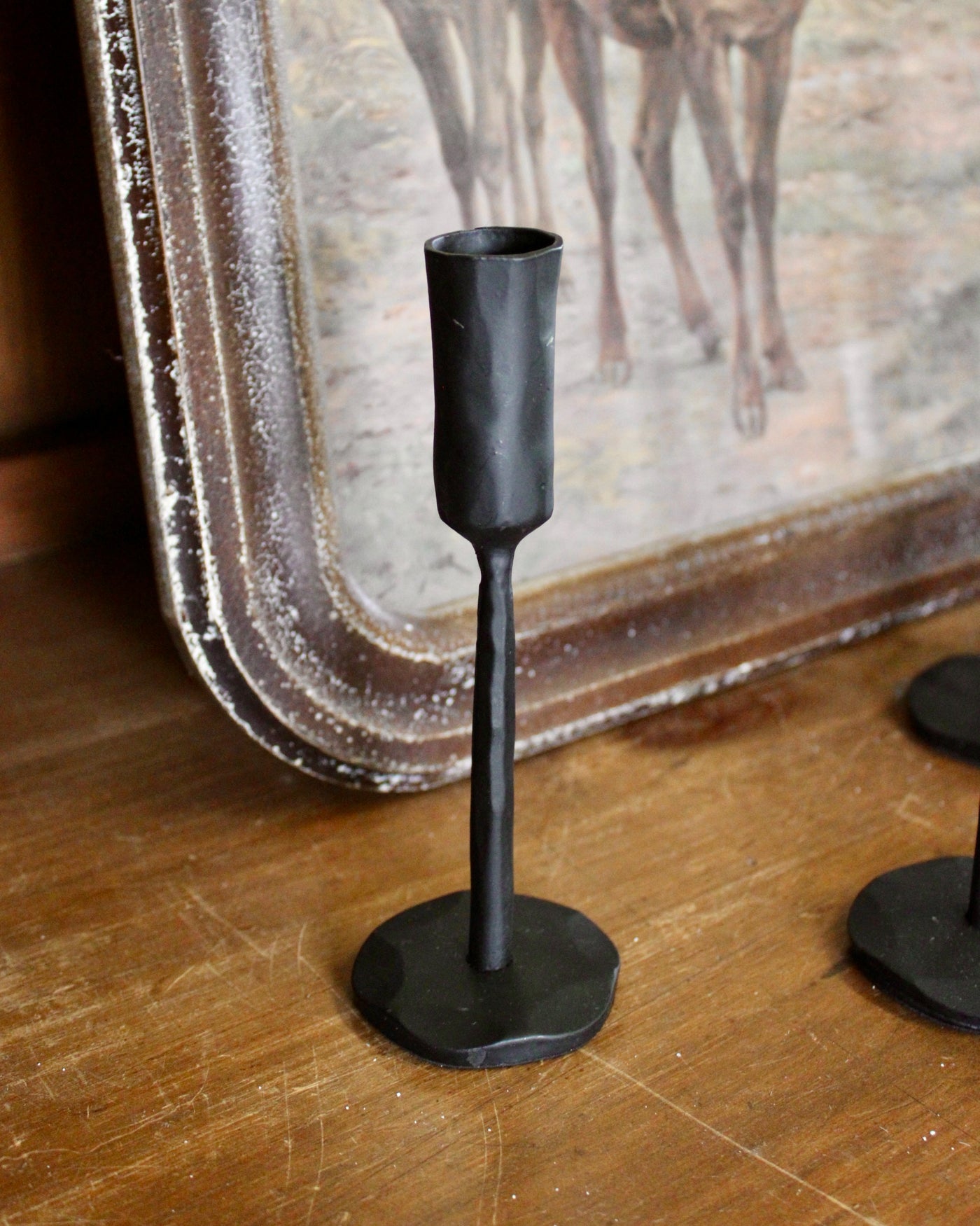 Luna Forged Candlestick Holders (Black)
