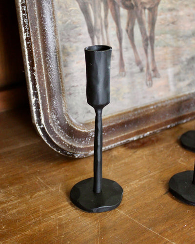 Luna Forged Candlestick Holders (Black)