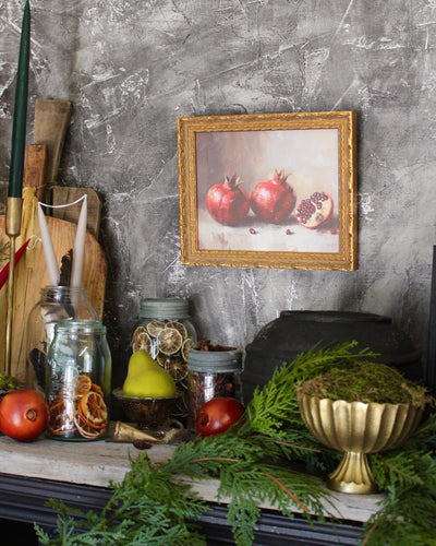 Antique Pomegranate | French Brass Gold Mould Framed Art