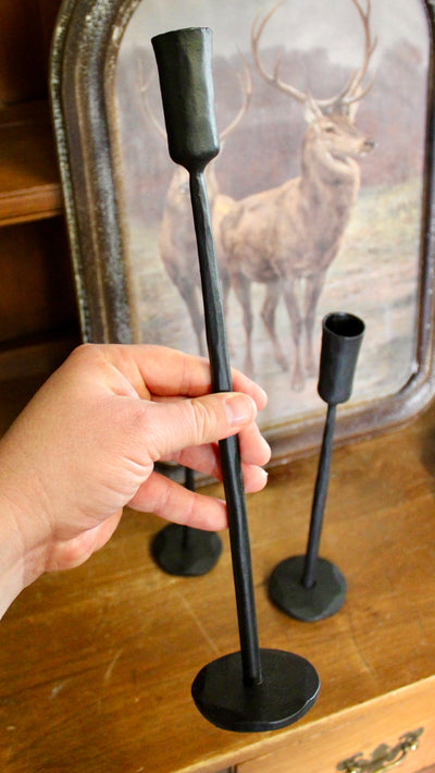 Luna Forged Candlestick Holders (Black)
