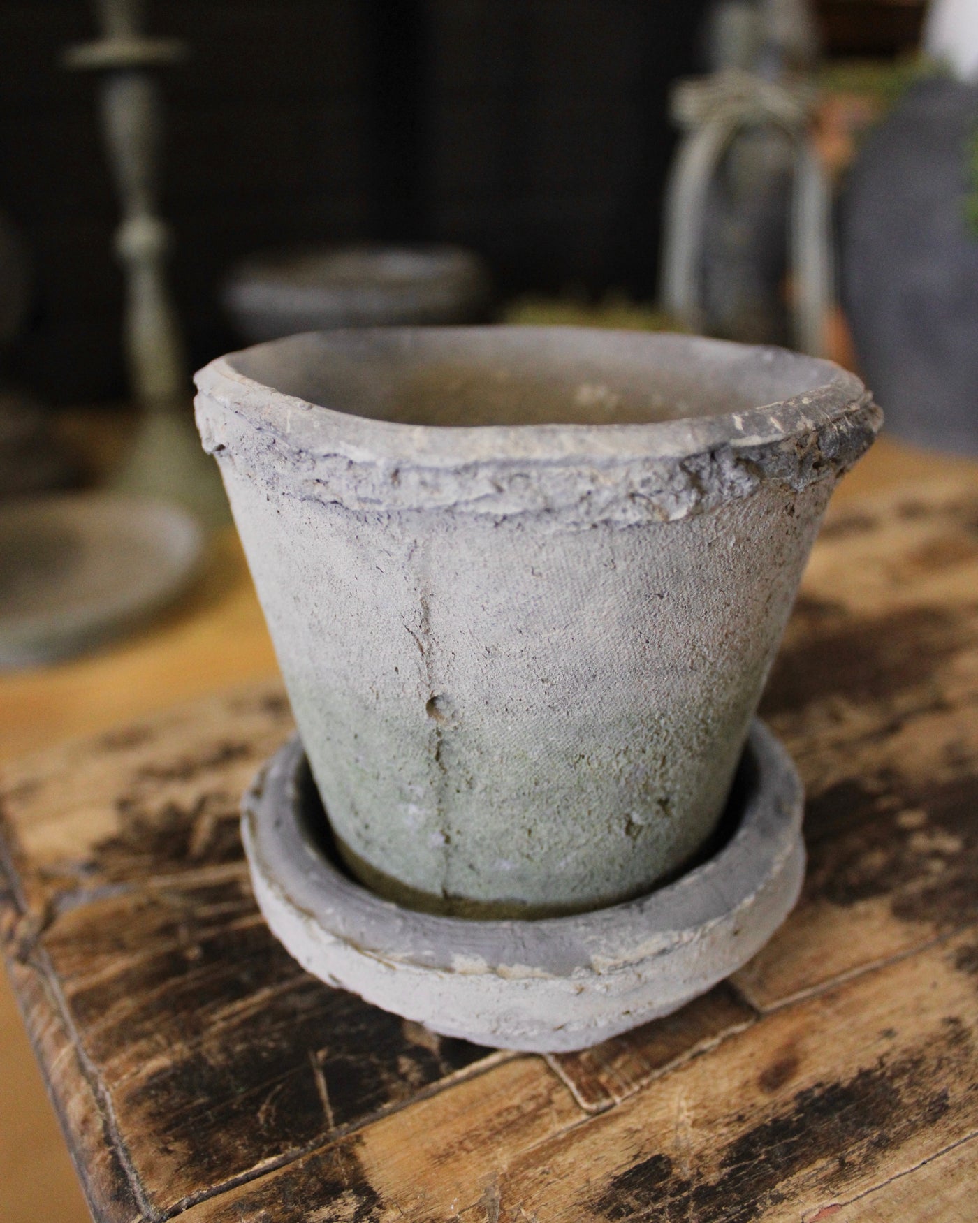 Aged Clay Pots & Saucers