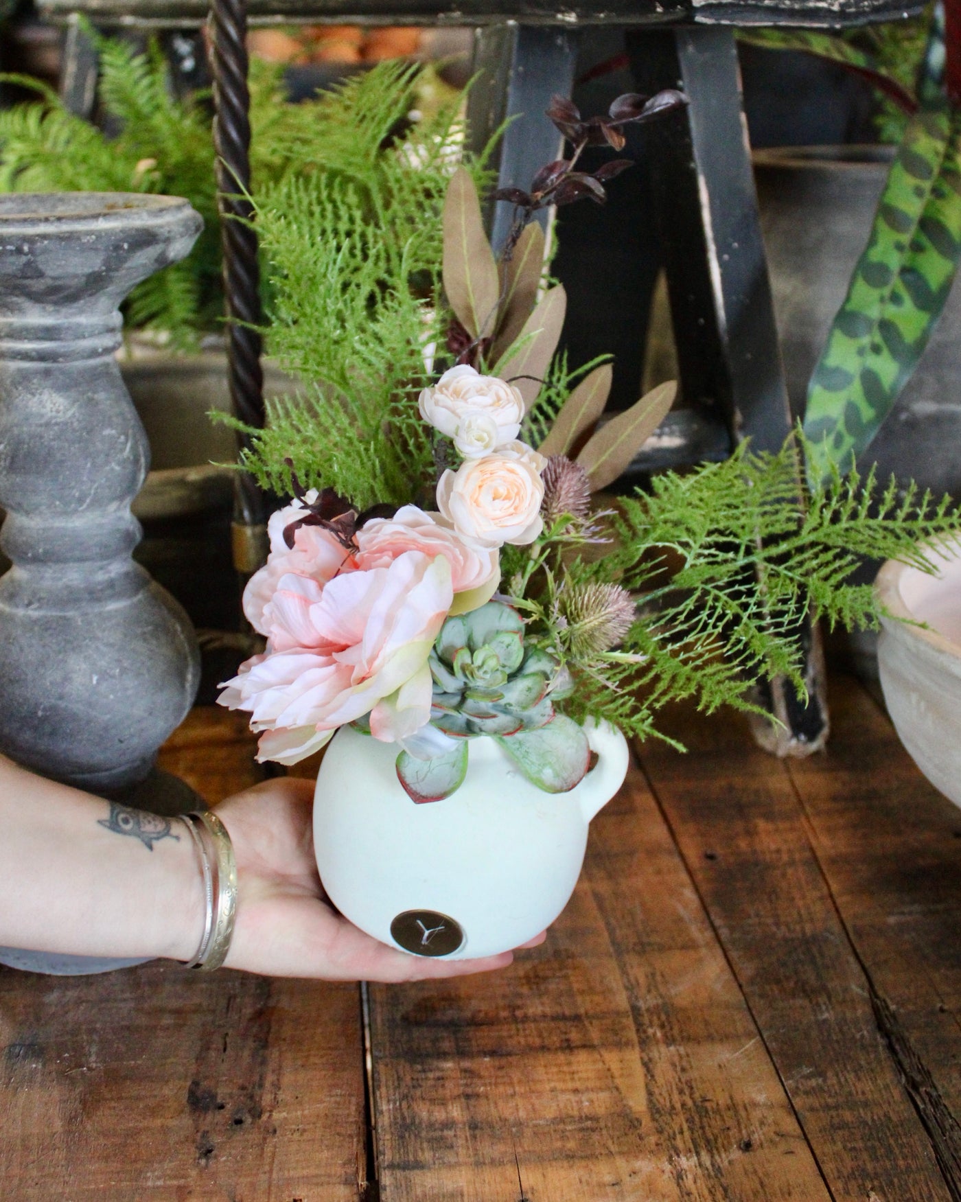 Potted Peony & Ranunculus Arrangement