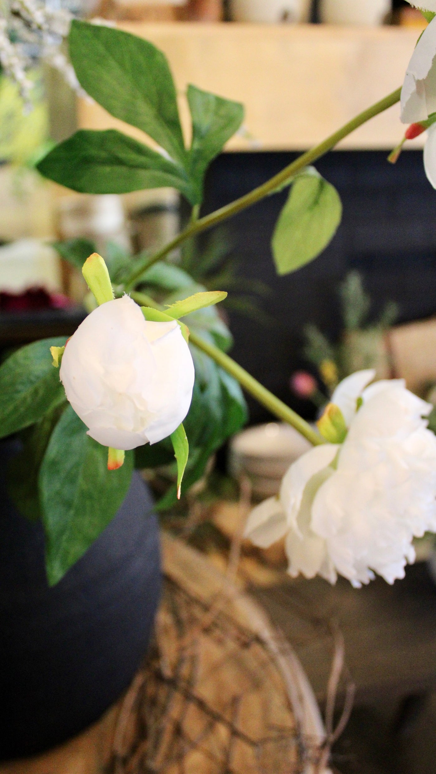 White Peony Spray
