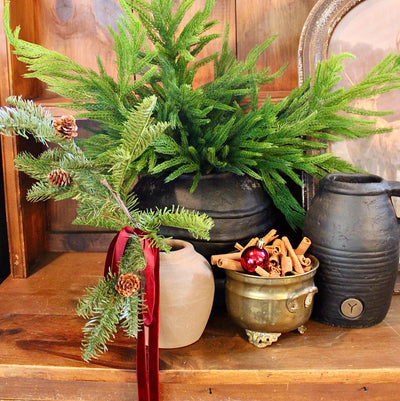 18” Fresh Touch Balsam Fir Spray w/ Pine Cones