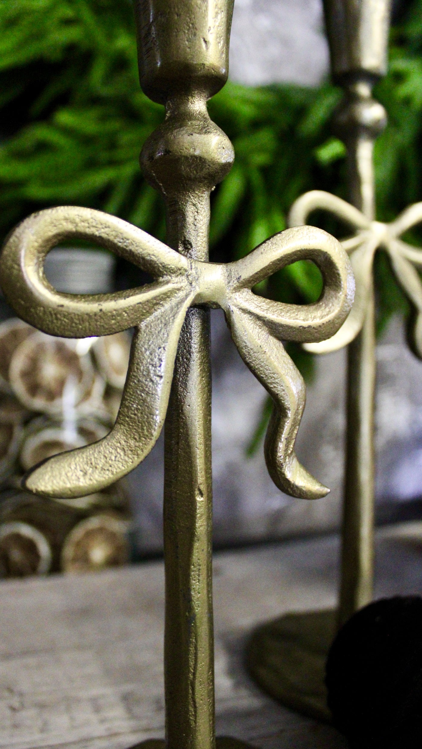 Brass Bow Candle Holders