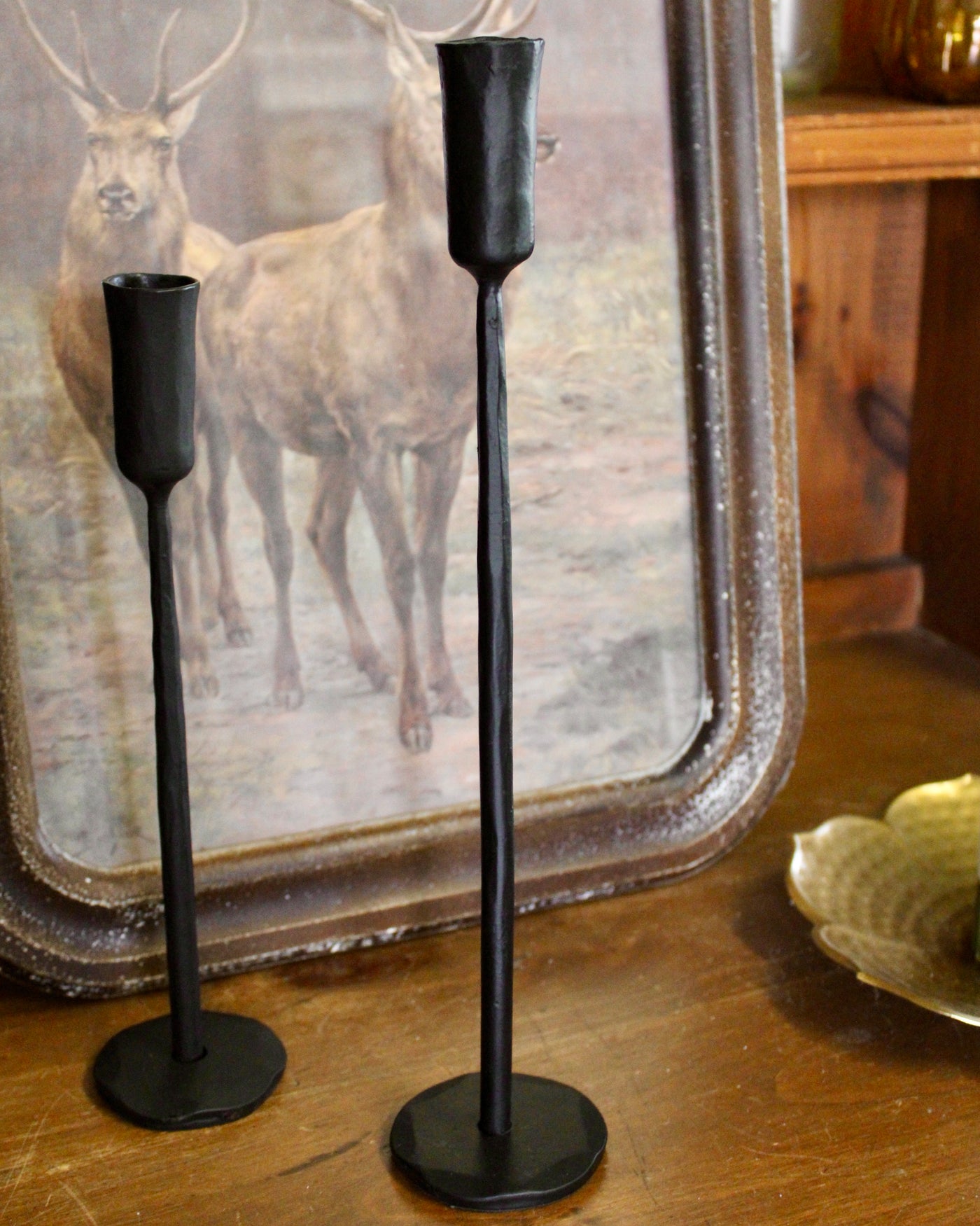 Luna Forged Candlestick Holders (Black)
