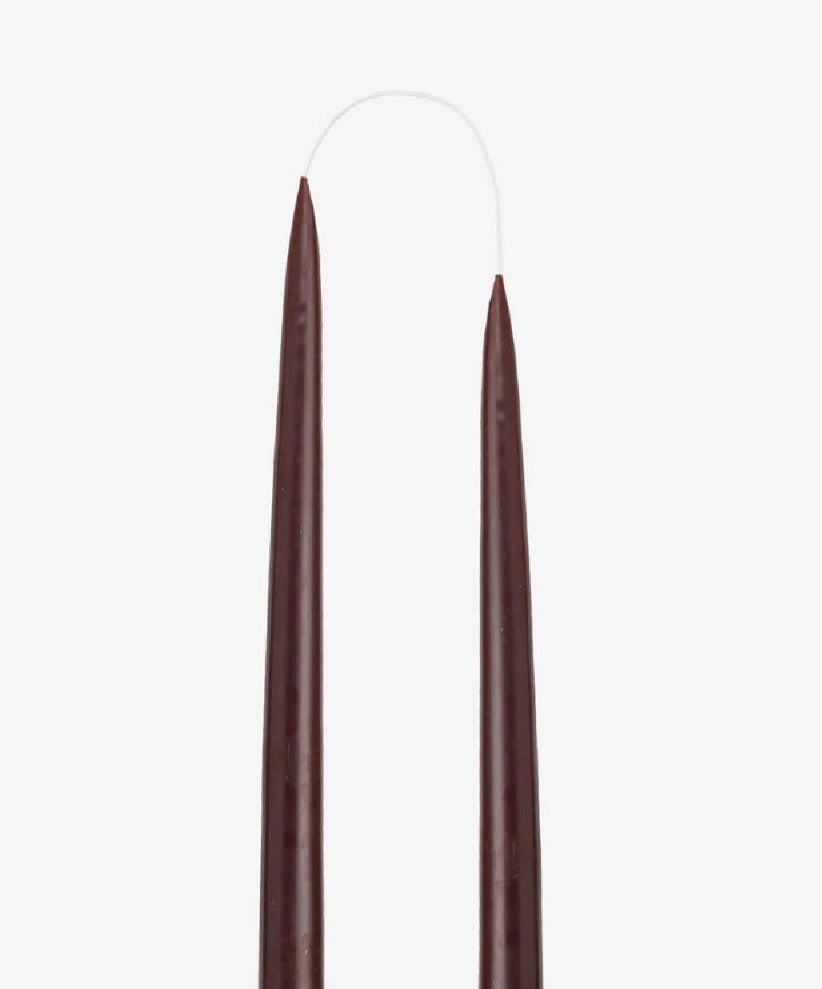 14” Danish Taper Candle - Dark Brown | Set of Two