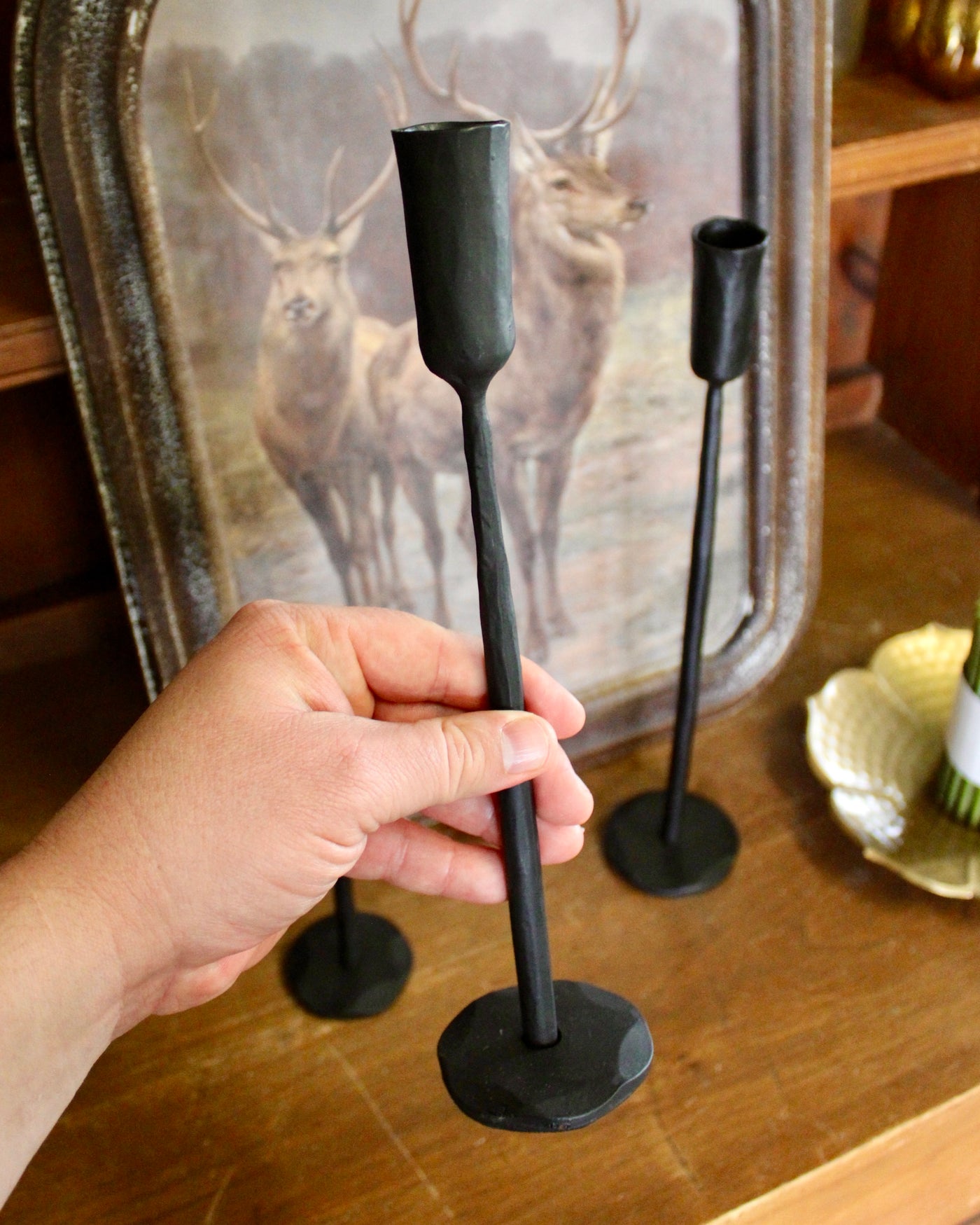Luna Forged Candlestick Holders (Black)
