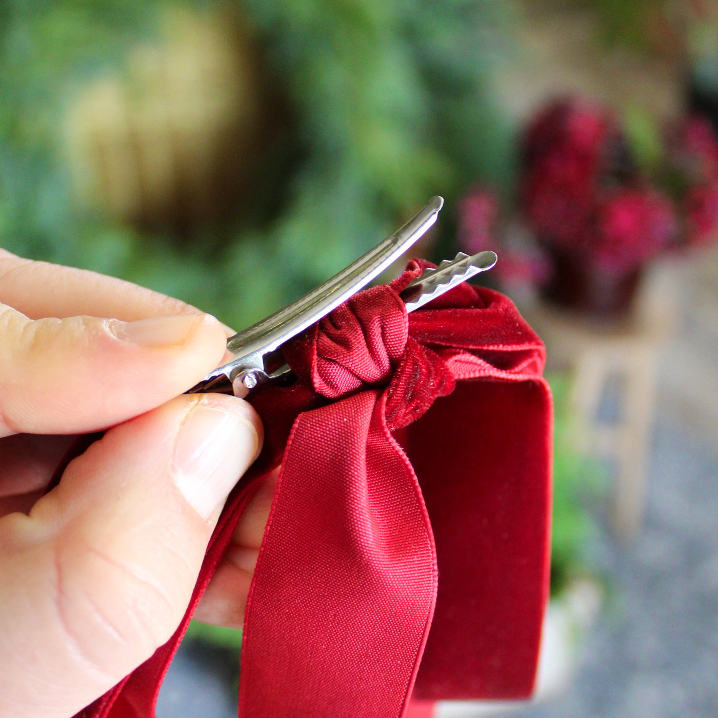 1” Velvet Ribbon Bows - 24” Long