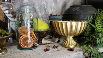 Gold Scalloped Compote Vase