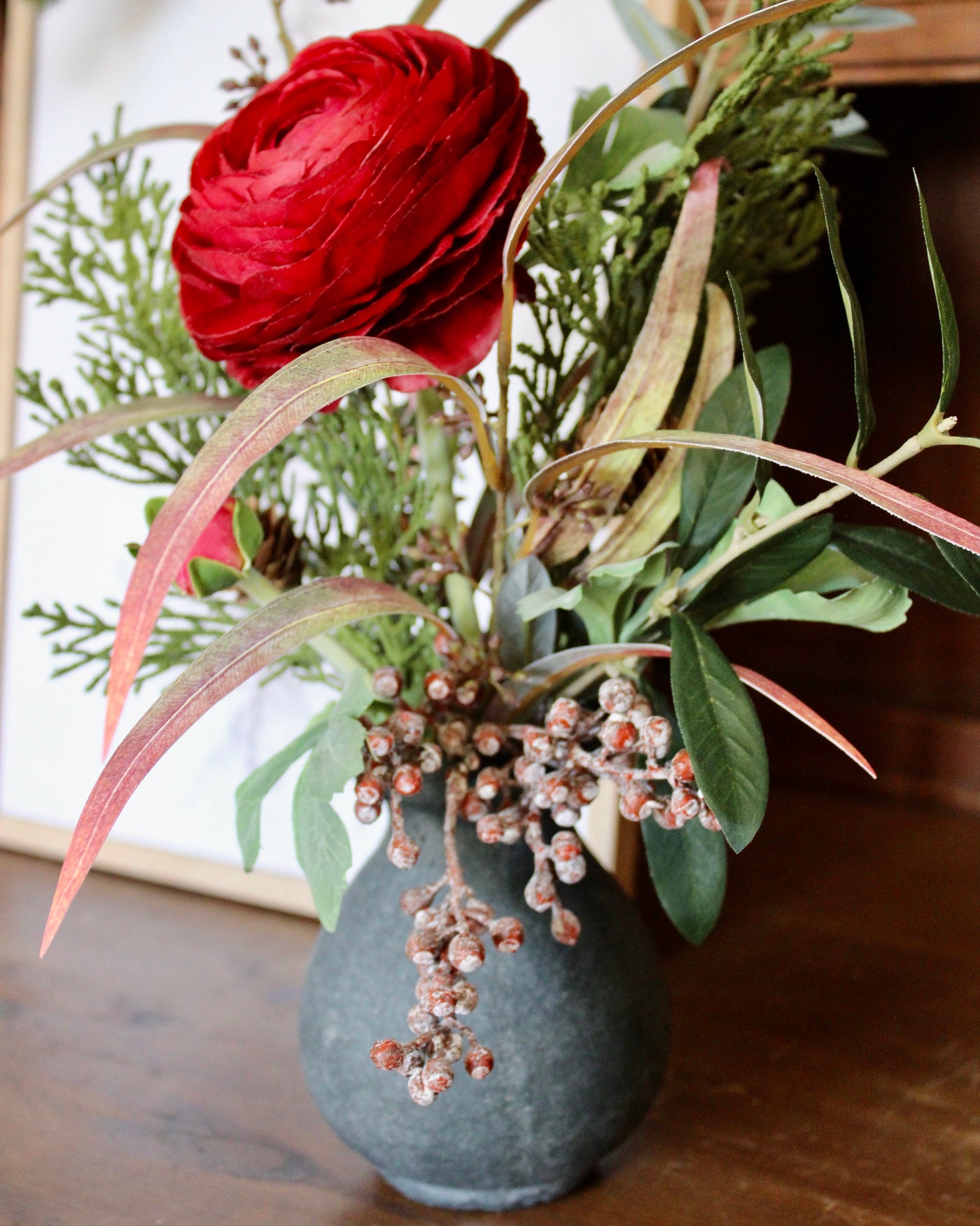 Ranunculus & Cedar “Drop-In” Bouquet