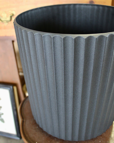 Black Fluted Plastic Planter