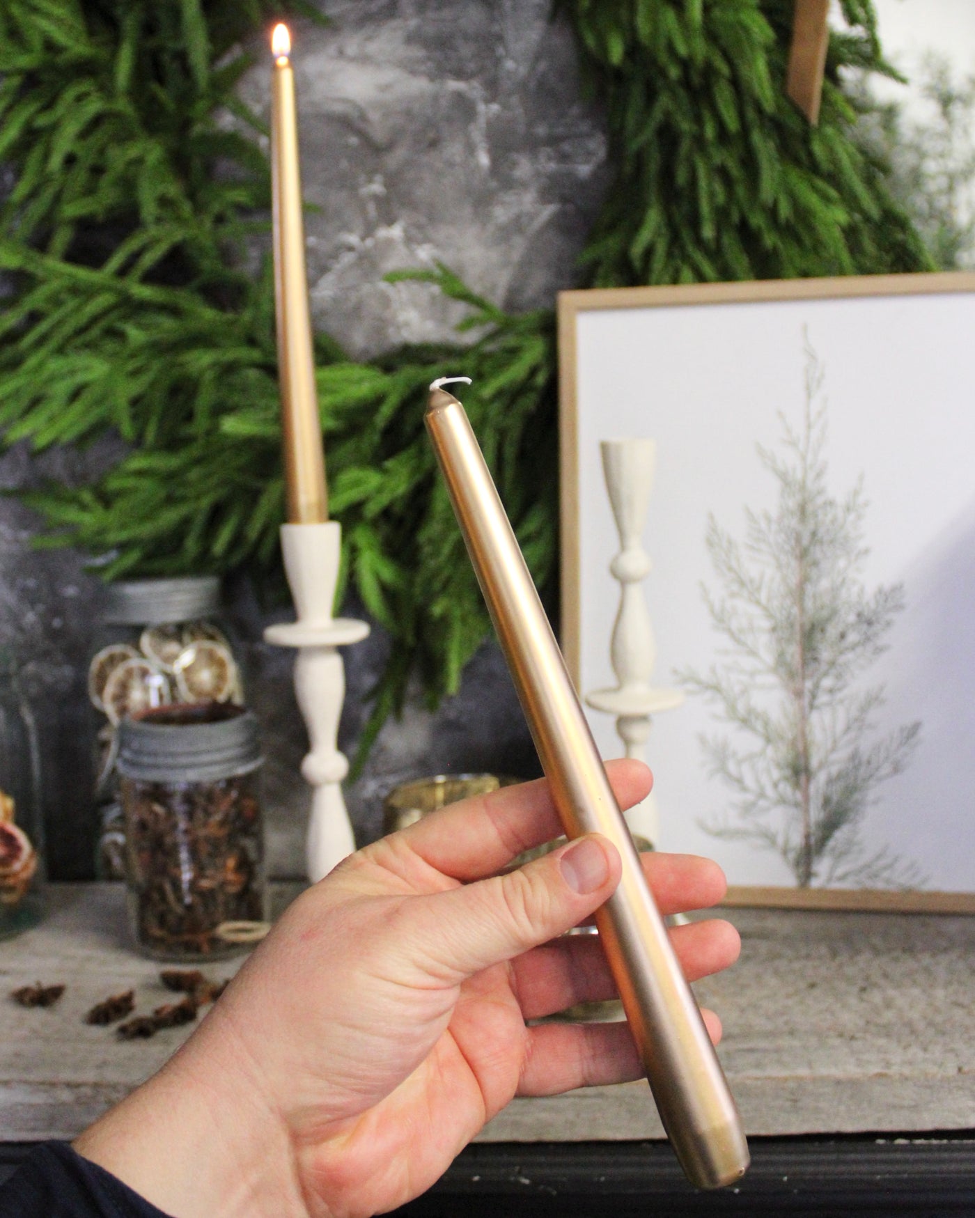 10” Gold Metallic Taper Candle