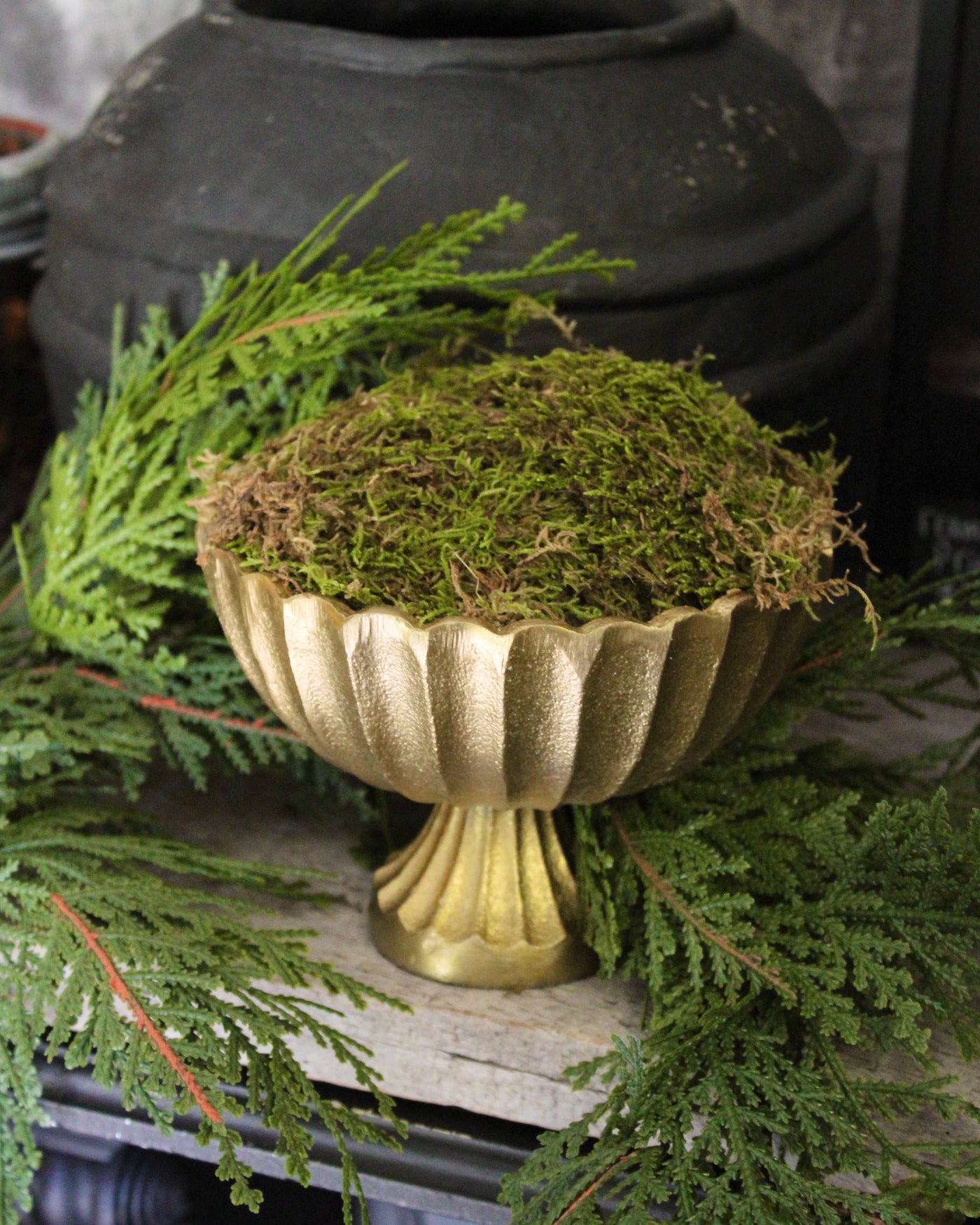 Gold Scalloped Compote Vase
