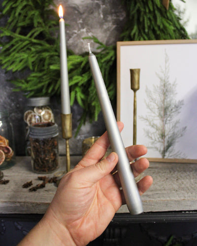 10” Silver Metallic Taper Candle