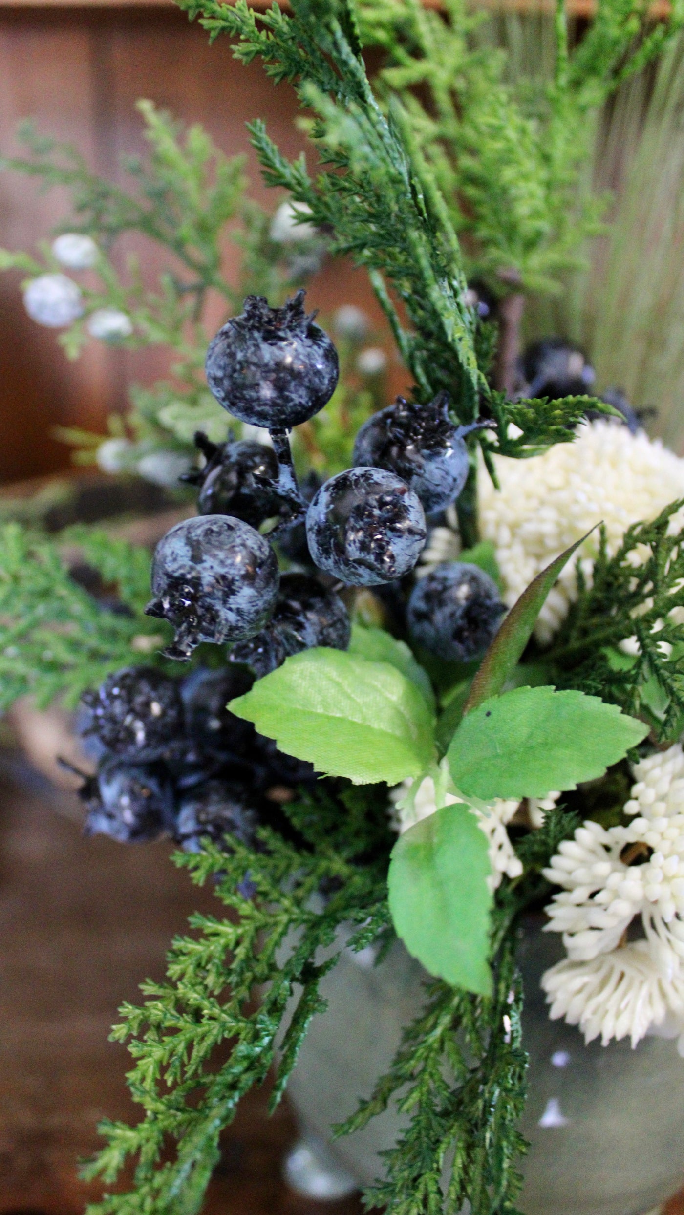 Potted Cedar & Blueberry Arrangement