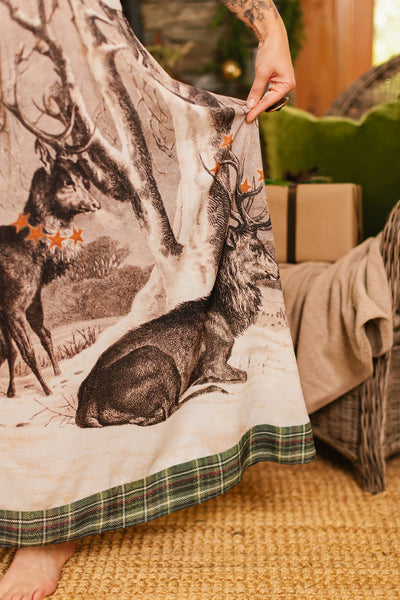 Winter Wish Bohéme Long Maxi Slip Dress w/ Christmas Deer