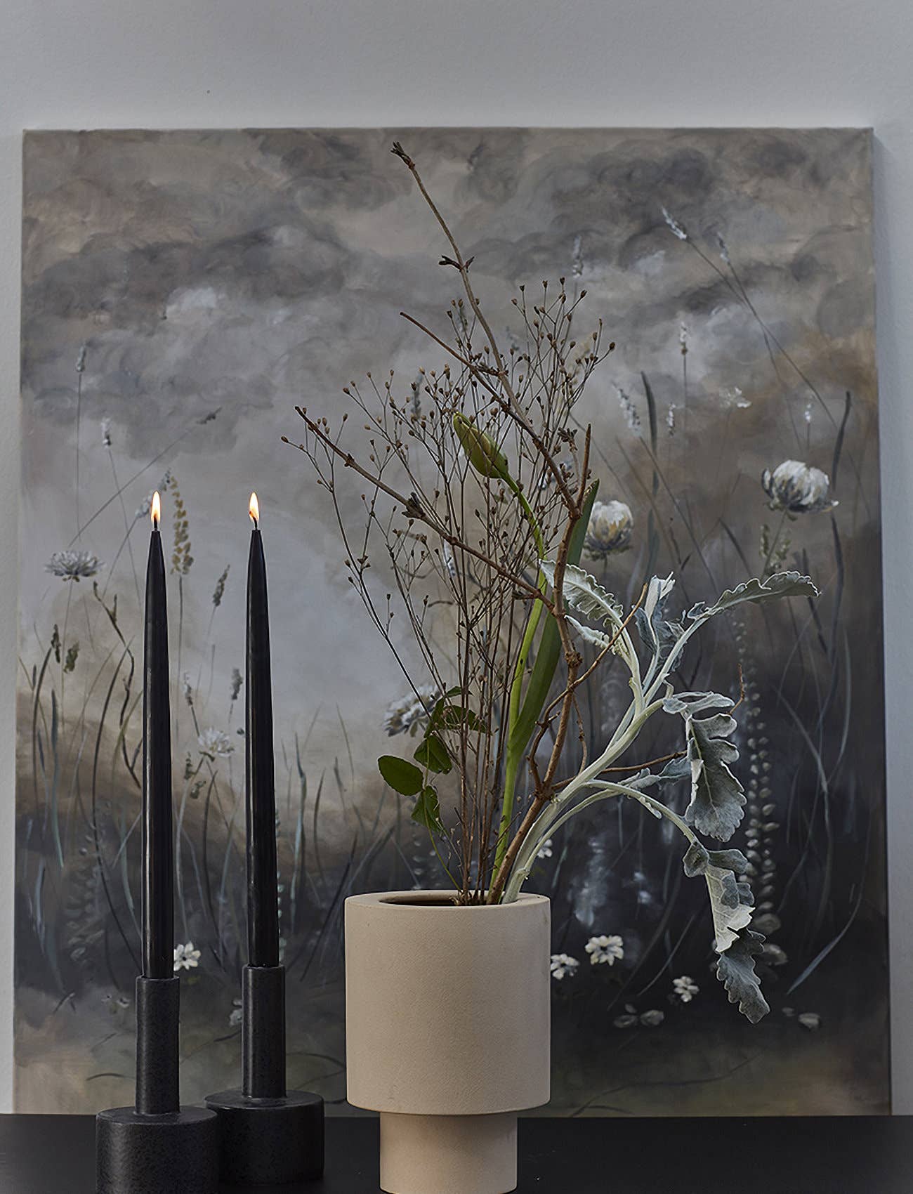 Black Danish Taper Candle | Set of Two