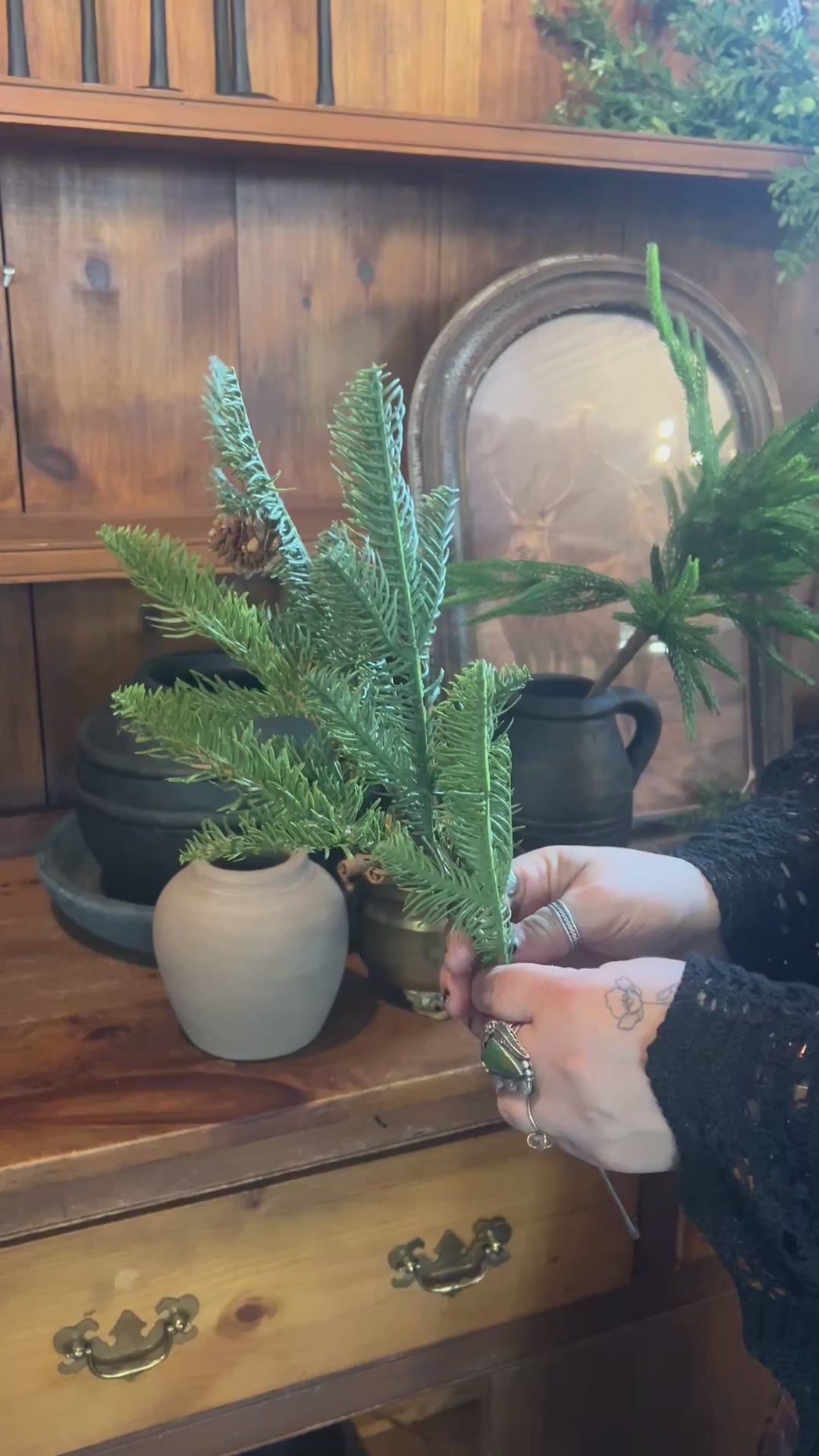 18” Fresh Touch Balsam Fir Spray w/ Pine Cones