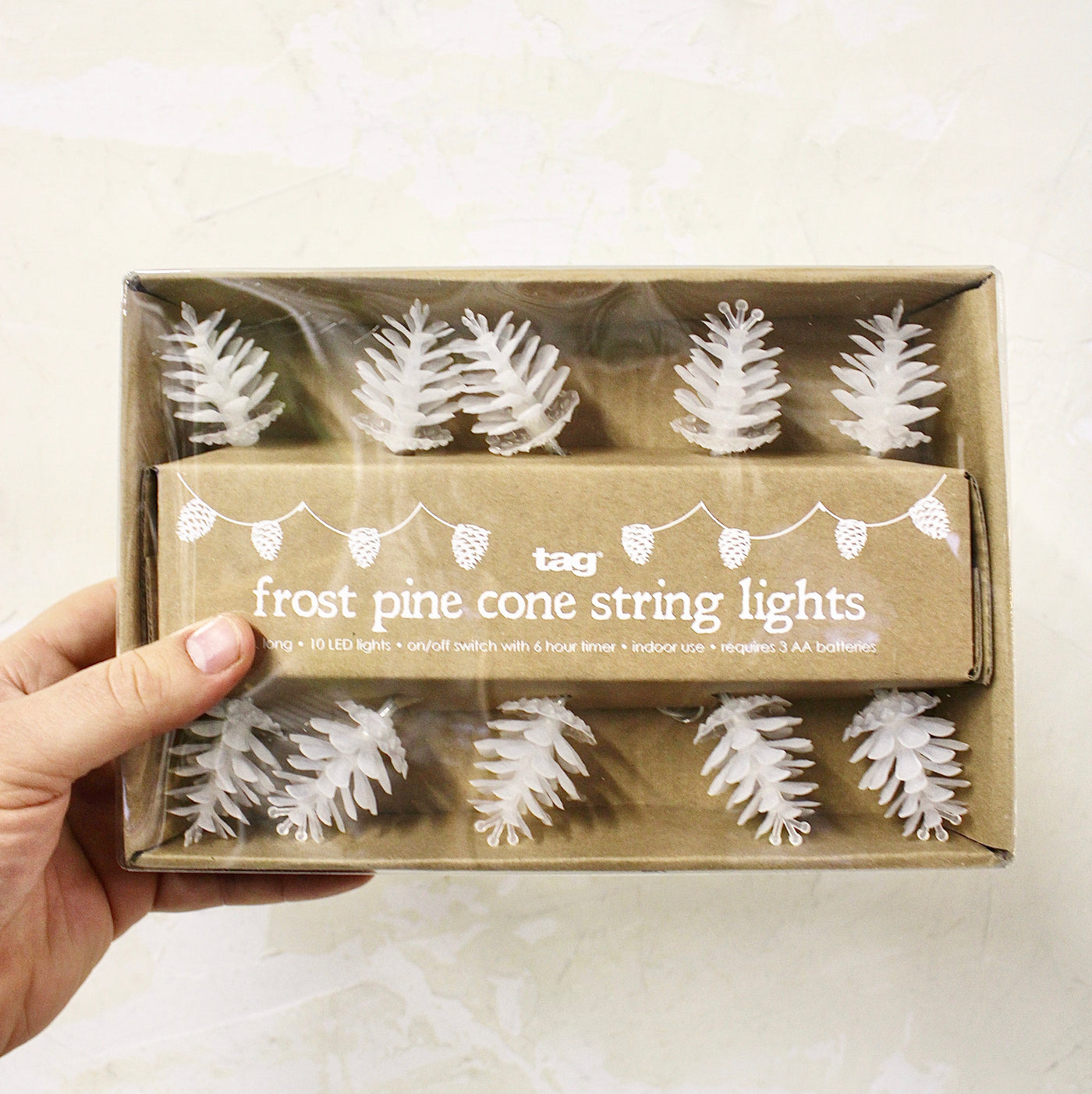 Frost Pine Cone LED String Lights