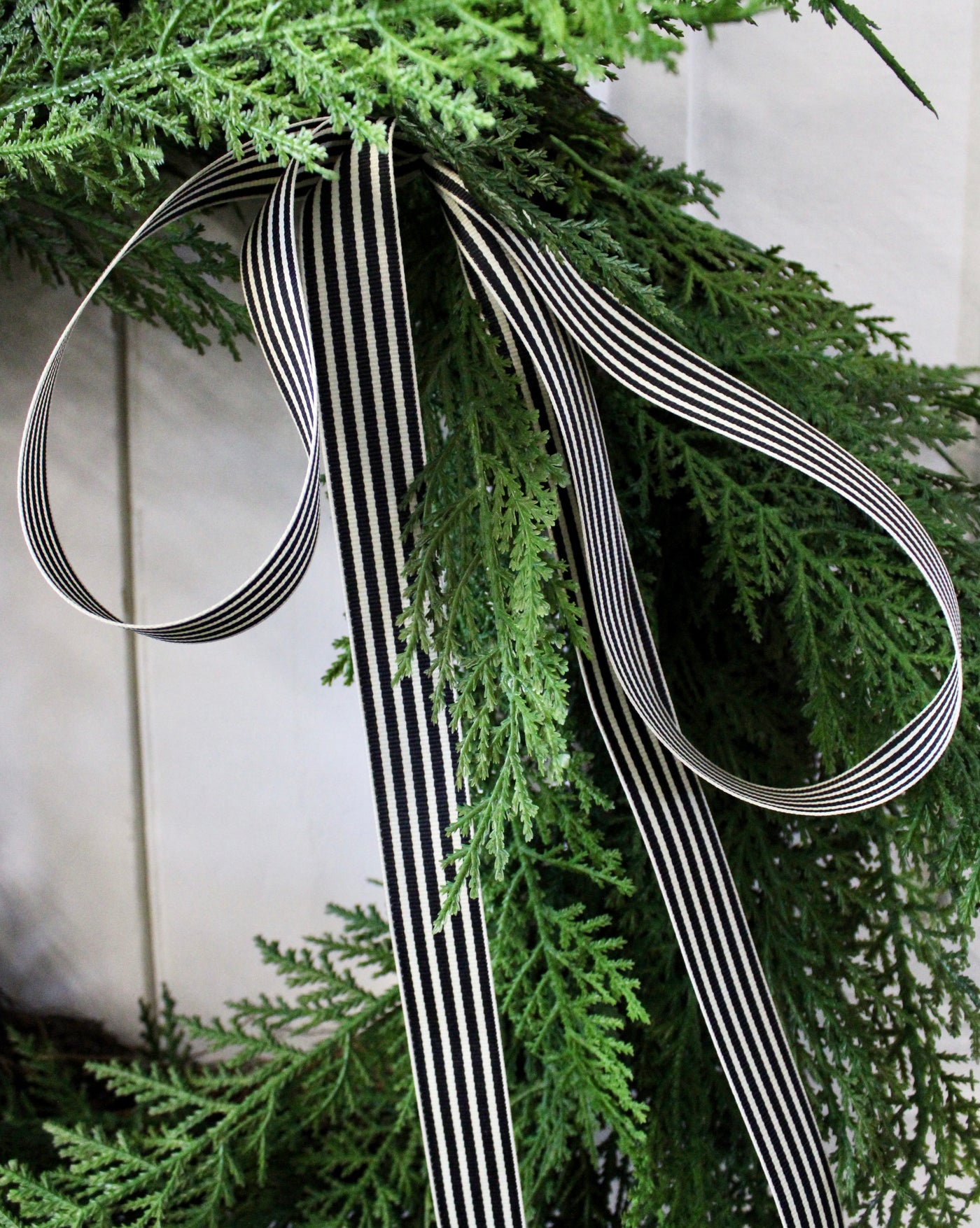 7/8” Black & Ivory Striped Ribbon