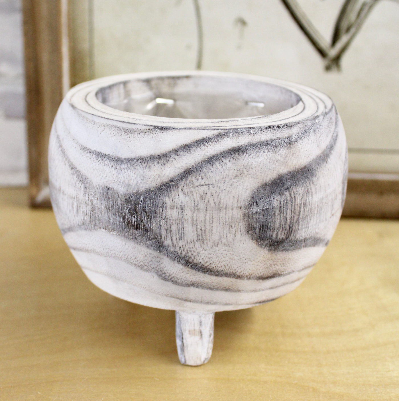 Footed Wooden Pot
